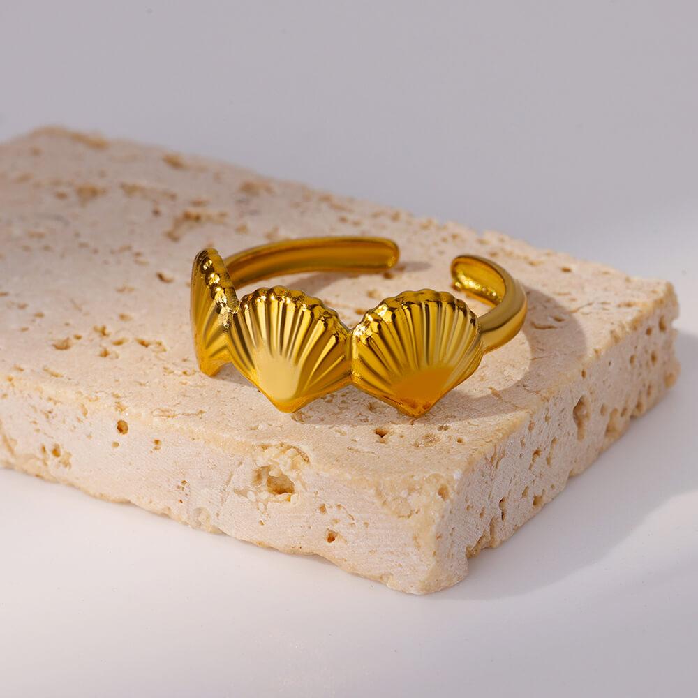 Stainless Steel Hollowed Rings Gold Color Open Finger Ring for Women Aesthetic Jewelry Accessories Birthday Gifts Anillos Mujer