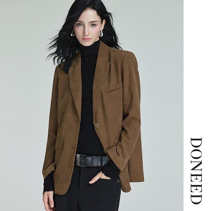 DONEED Women's Faux Suede Commuter Blazer