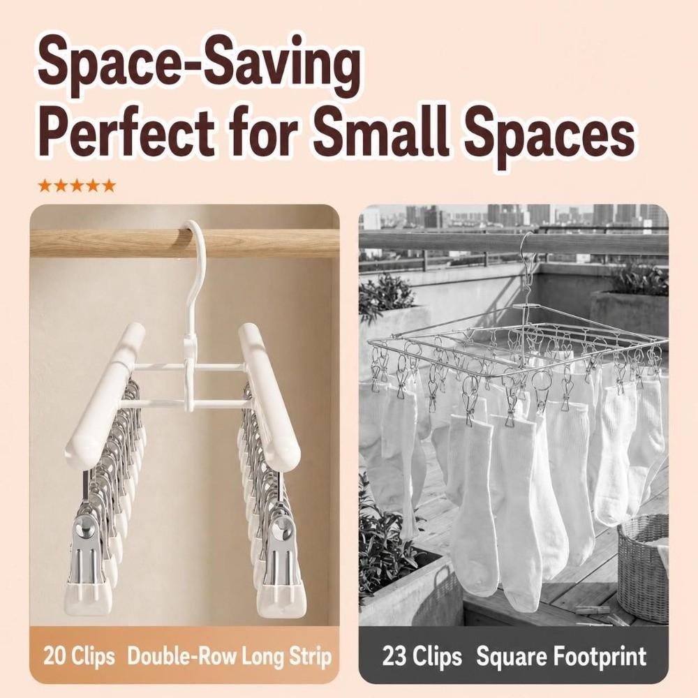 Double Row Underwear Drying Rack Windproof Clothes Hanger New Sock Drying Rack Home Laundry