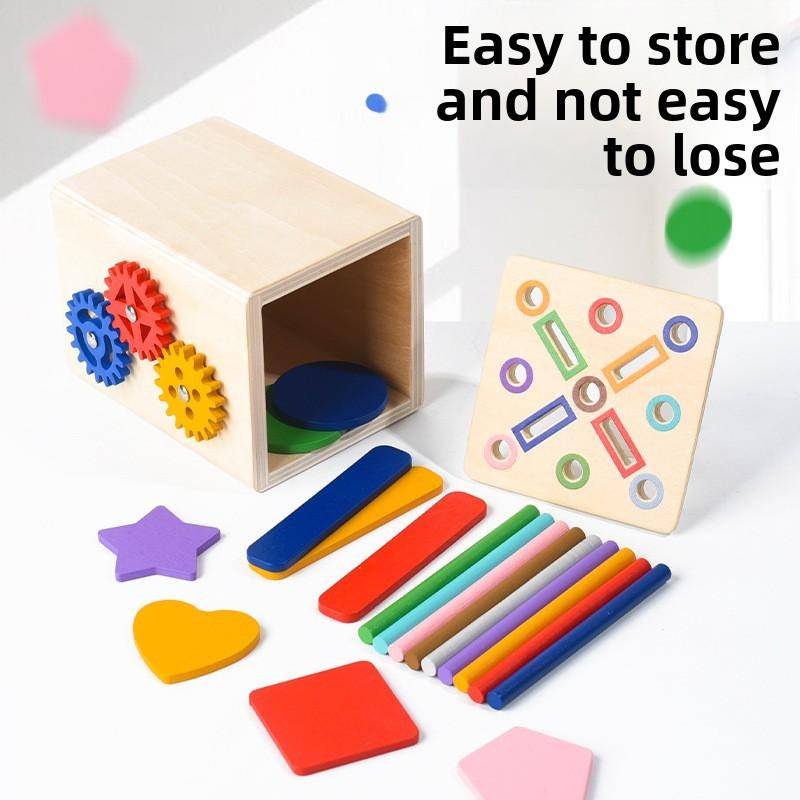 Learning Wooden Gear Shape And Color Sorting Toy For Kids Developmental Play