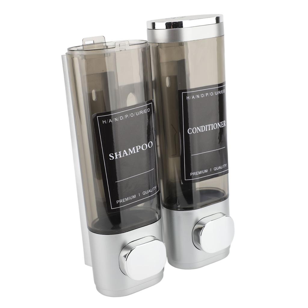 Press Pump Soap Dispenser Wall Mounted 300ml ABS Dual Head Transparent View Shampoo Dispenser