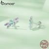 Bamoer 925 Sterling Silber Libellen Ohrstecker Insekten Ohrringe für Damen Bunter Zirkon Feiner Schmuck BSE795
