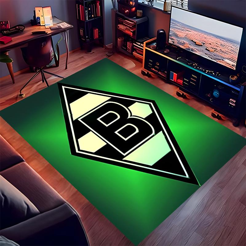1pc Borussia Monchengladbach Logo Print Area Rug - Soft,Washable Non-Slip Indoor Mat for Office Chairs,Living Room,Home Office Decorative Rug