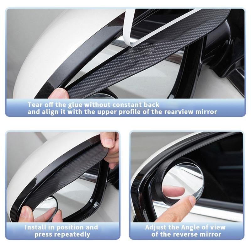 2in1 Car Rearview Mirror Rain Eyebrow Reversing Small Round Mirror Rainproof Sunshade Sticker Car Rain Shield Blind Spot Mirrors