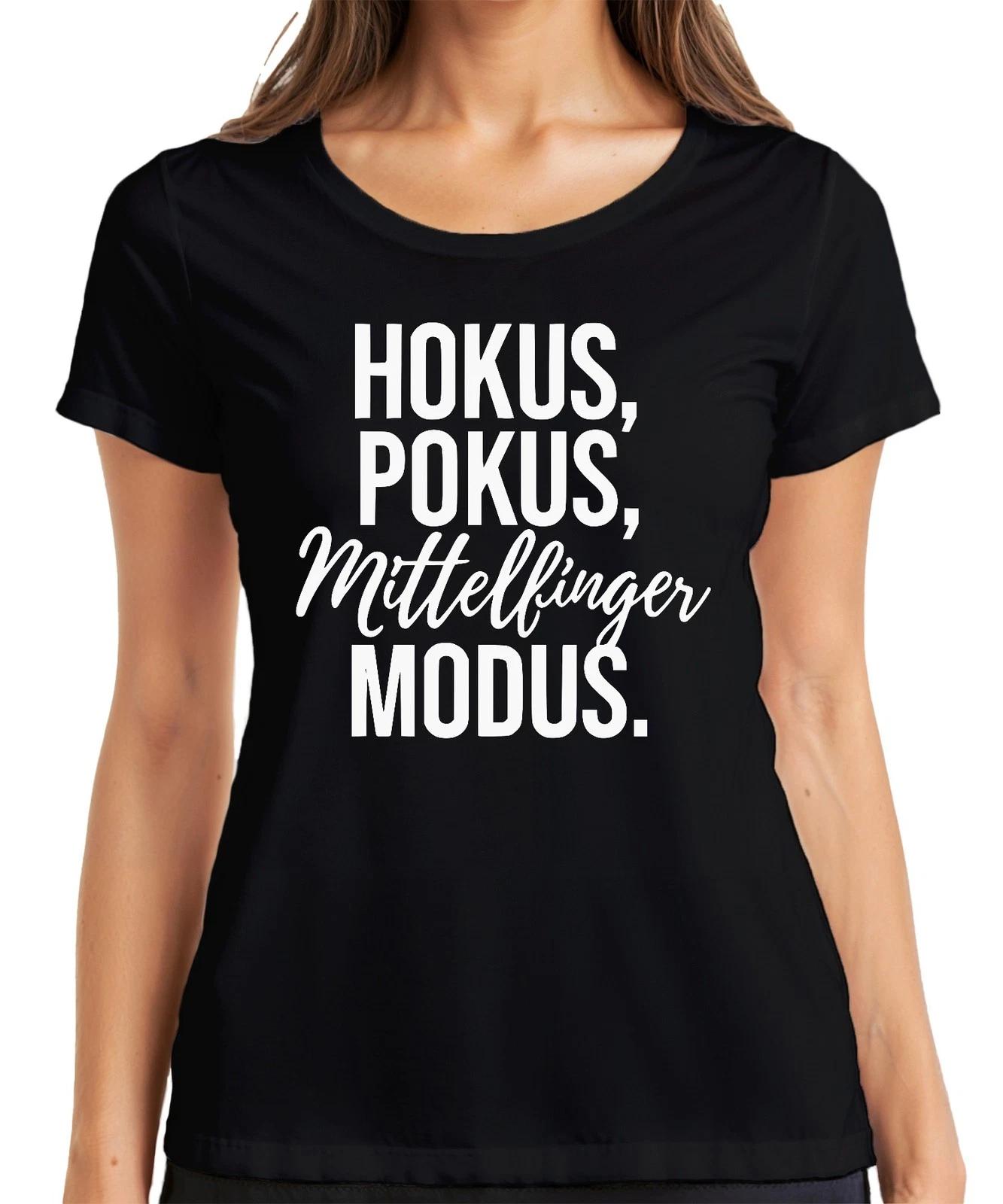 Hokus Pokus Mittellfinger Modus aktiv Lustiger Spruch Sarkasmus Damen T-Shirt XS