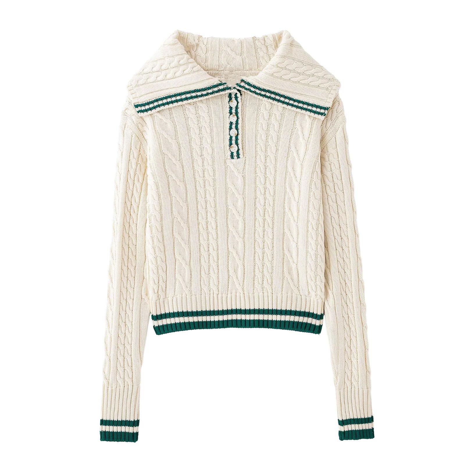 

Spring 2025 Women s Slim Fit Knitwear with Eight-Strand Braid Lapel Small