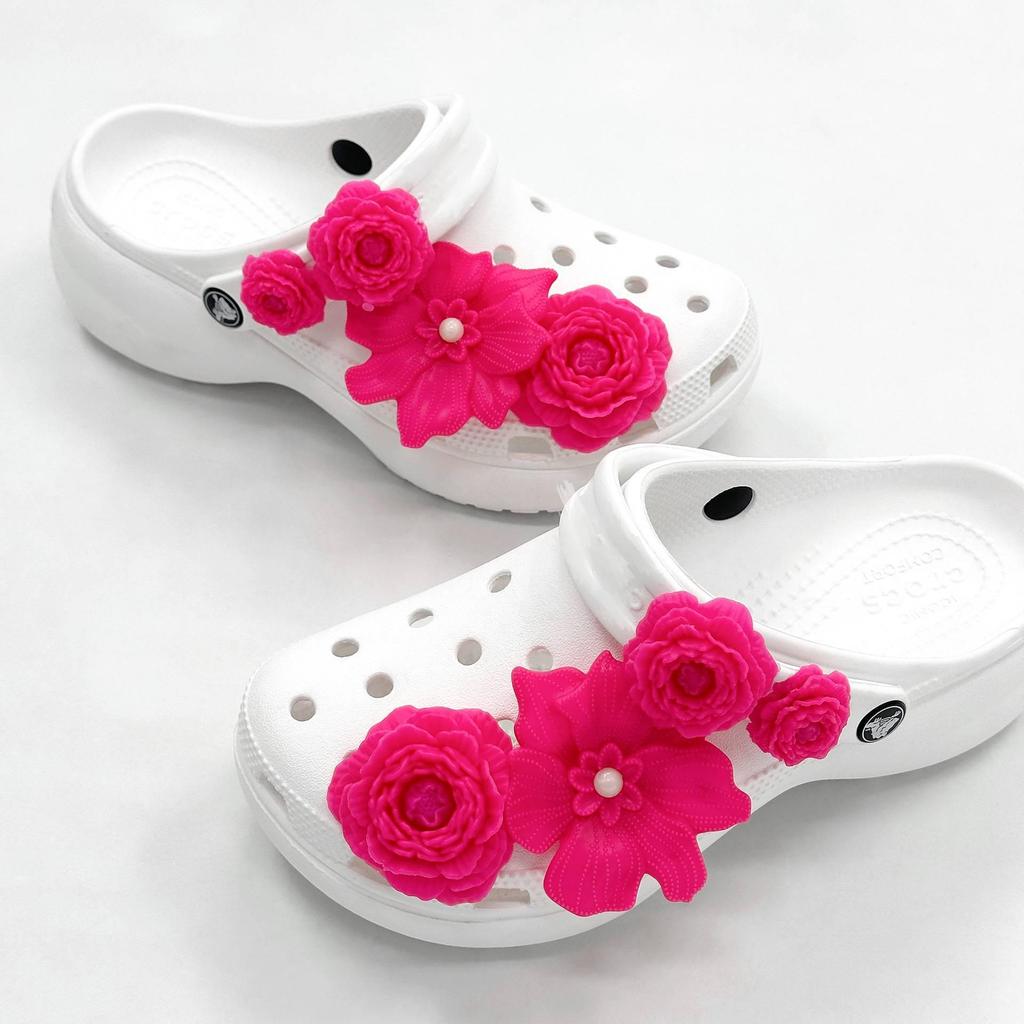 Bai Lu Bone White Clog Accessories: Detachable DIY Shoe Flower Bouquet