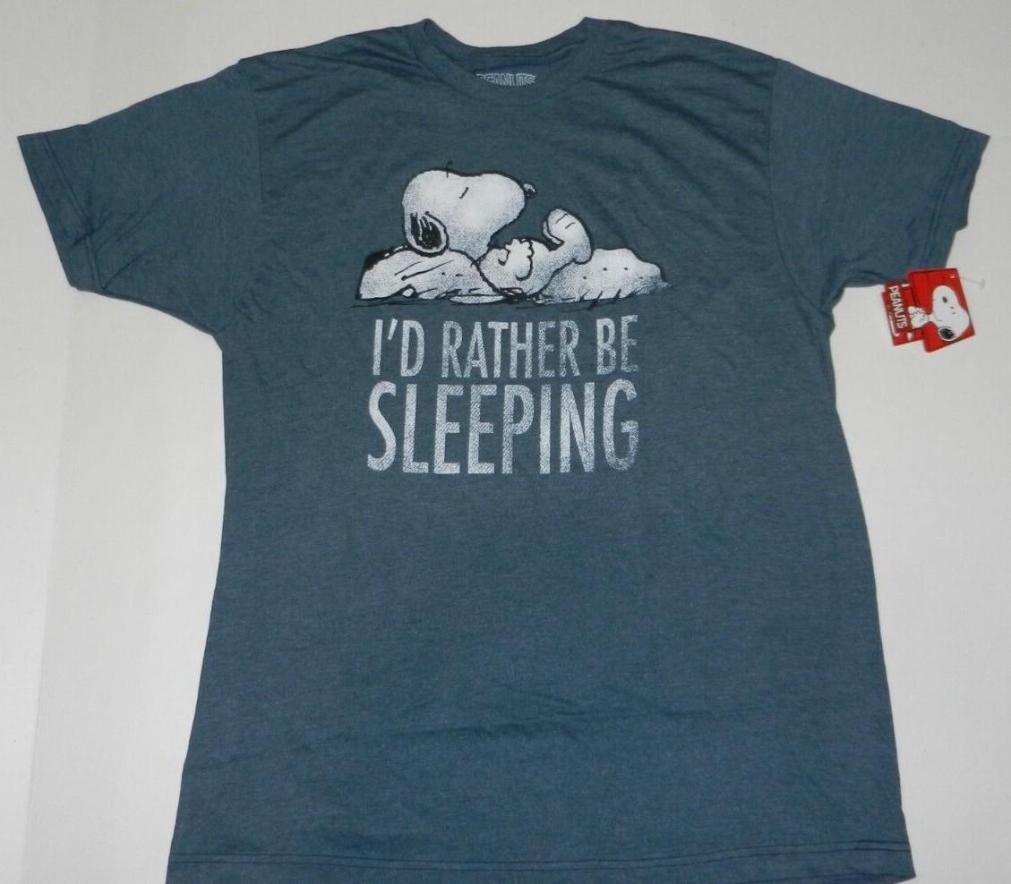 26 Peanuts Snoopy I d Rather Be Sleeping Snoopy Blue Tee Shirt New Unisex T-Shirt XXL