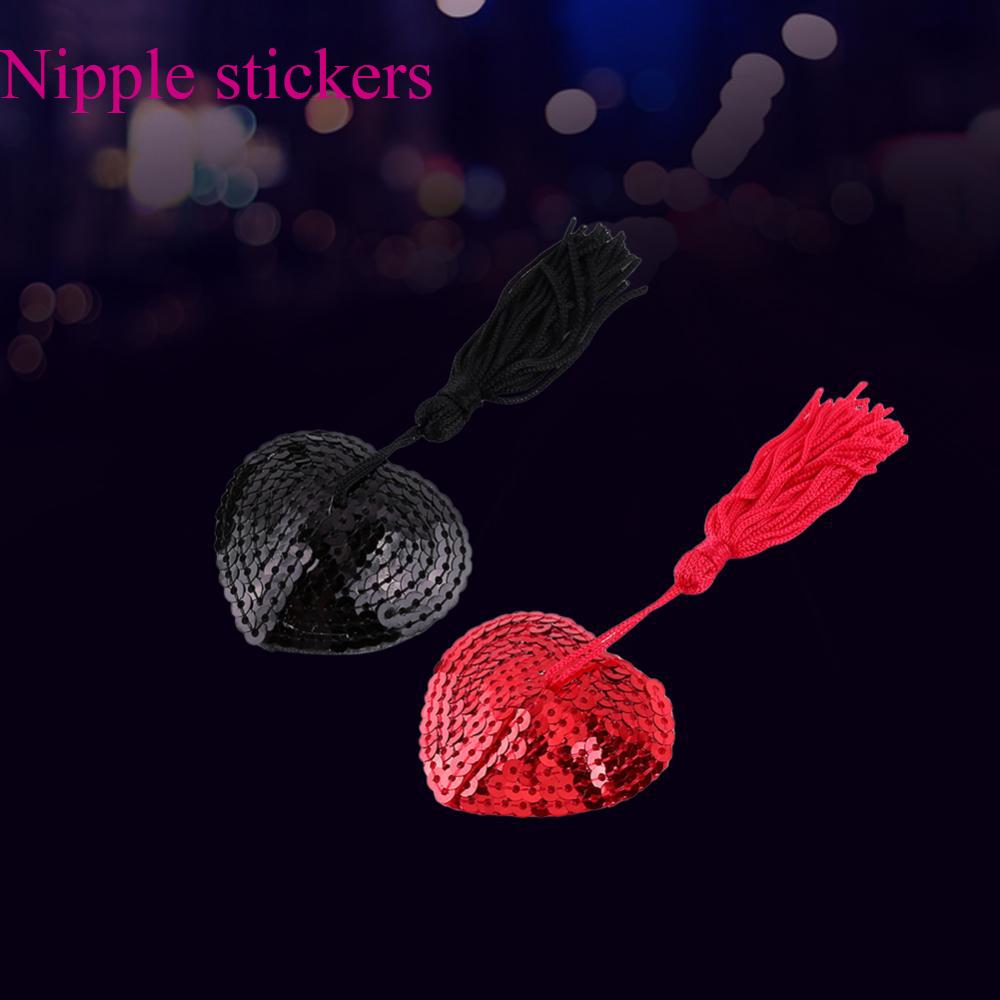 1 Pair Sexy Heart Sequin Pasties Breast Bra Adhesive Nipple Cover Erotic Lingerie 2 Colors