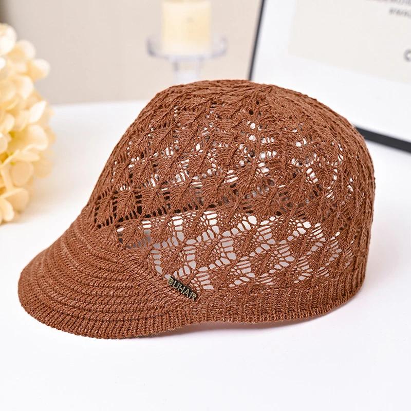 

New Hat Women s Spring/Summer Peaked Cap Hollow Design Headband Women s Bucket Hats Beret Hat