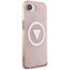 Guess IML Metal Glitter 4G Circle Triangle MagSafe case for iPhone 16e / 17e pink