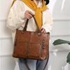 Large Capacity Shoulder Bag Vintage PU Leather Multi-Pocket Tote Bag Adjustable Shoulder Strap Crossbody Bag Women Handbags
