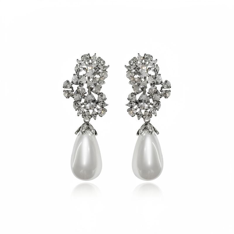 Elegante Strass-Tropfenperlen-Ohrringe für Damen – Retro, High-End-Design für Bankette