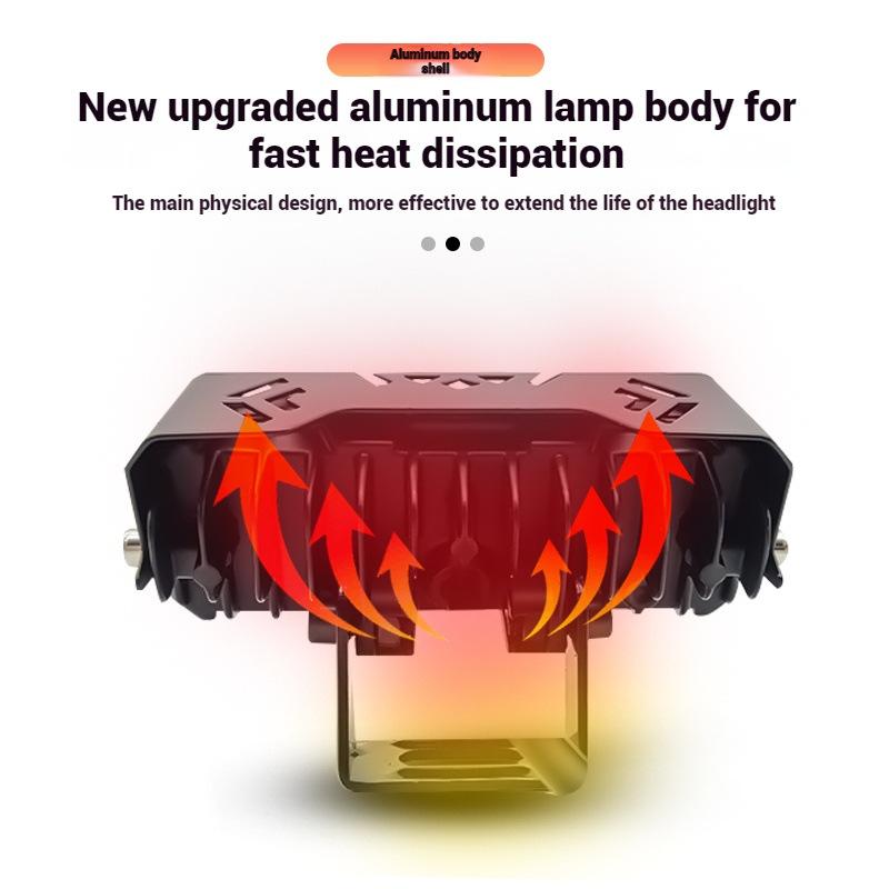 Motorcycle 3-light LED external paving small cannon super strong light lens electric vehicle fog lamp yellow and white dual colo