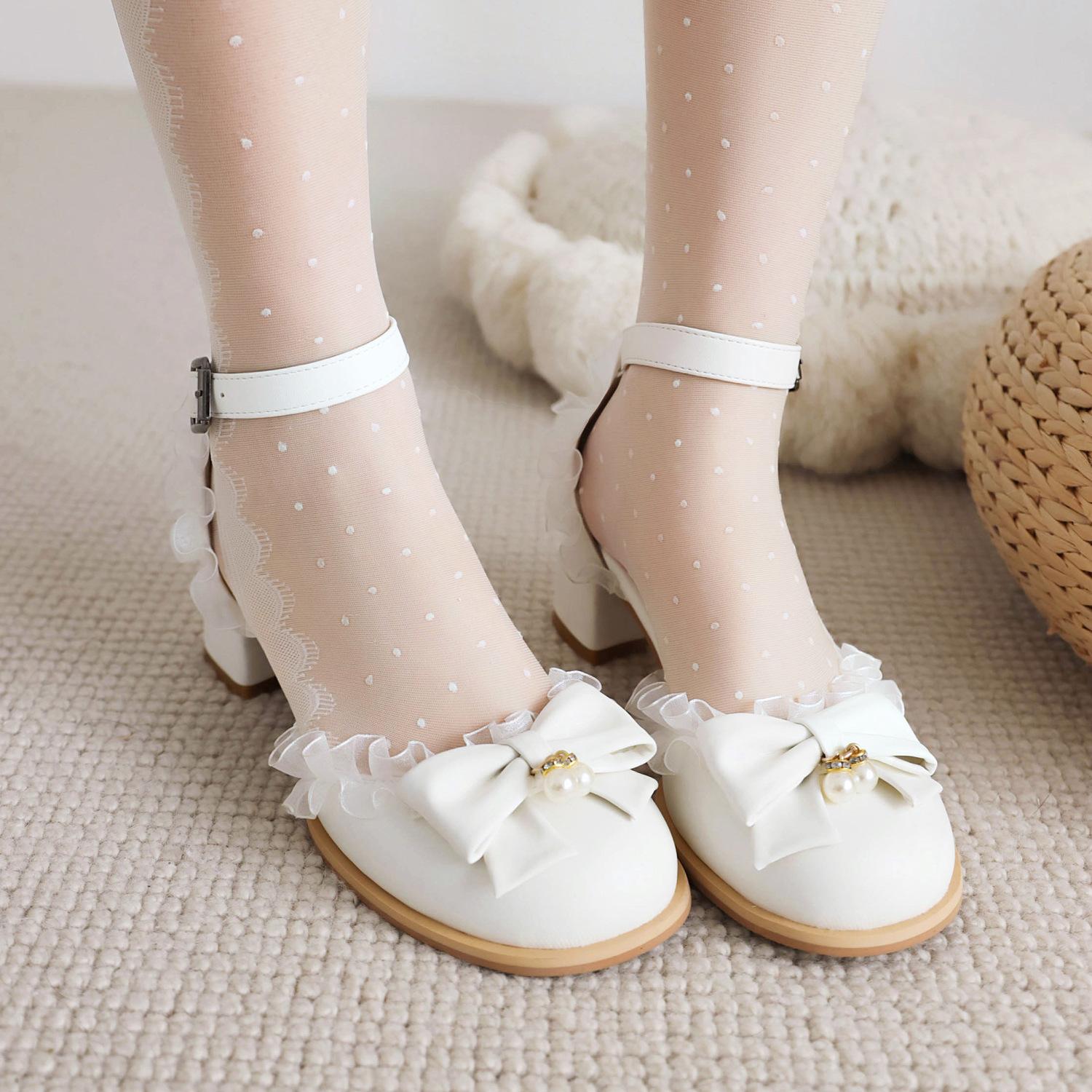 

Size 28-45 Spring and Summer Hollow Four Seasons Shoes Sweet Bow Lotus Leaf Edge One-word Belt Women s Single Shoes G929 34 білий