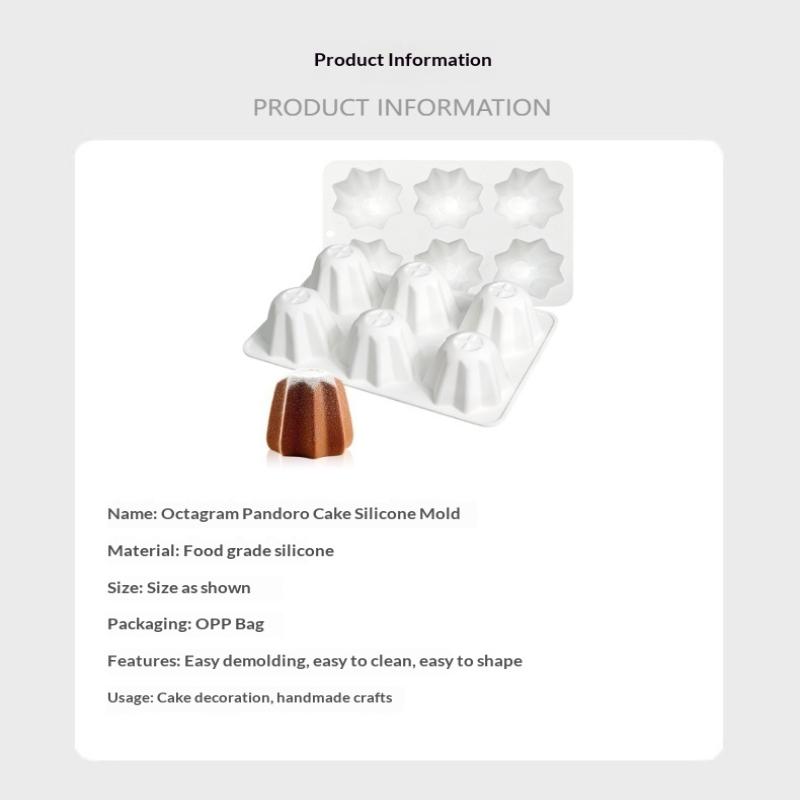 8 Holes Silicone Octagonal Cake Molds Nonstick Pandoro Bread Pan for Baking Parties Family Events Cooking