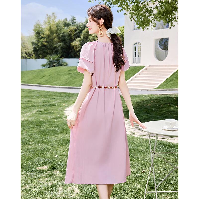 Elegant Short Sleeve Mid-Length A-Line Dress