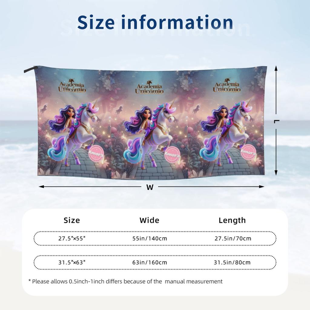 Unicorn Academy Beach Towel Soft Microfiber Quick Dry Absorbent Quick Towels For Swimming
