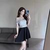 Nightclub Sexy Lace Splicing Perspective Suspender Dress Design Sense Temperament Waist Thin Big Swing Skirt