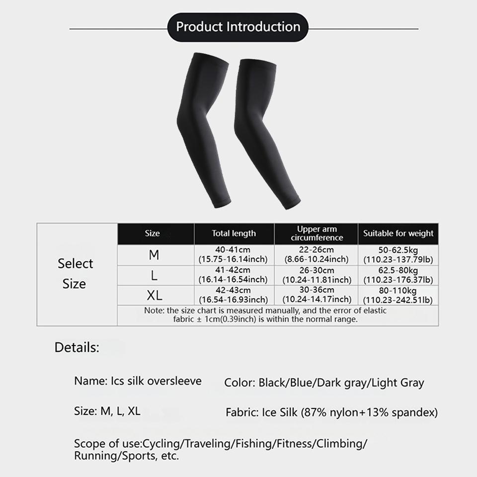 1Pair Summer Ice Sleeves Breathable Quick Dry UV Protection Sleeve Ice Fabric Sunscreen Outdoor Sport Cycling Men Women