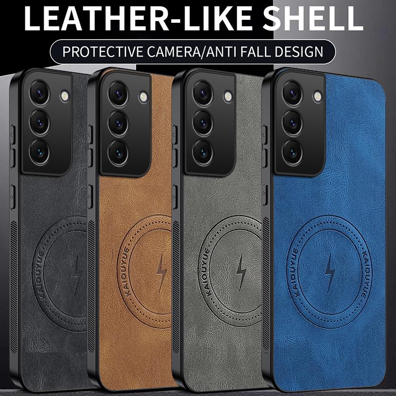 For Samsung S22 Plus Sheepskin Vintage Magnetic Leather Soft Case For Samsung Galaxy S22 Ultra Silicone Bumper Matte Phone Cover
