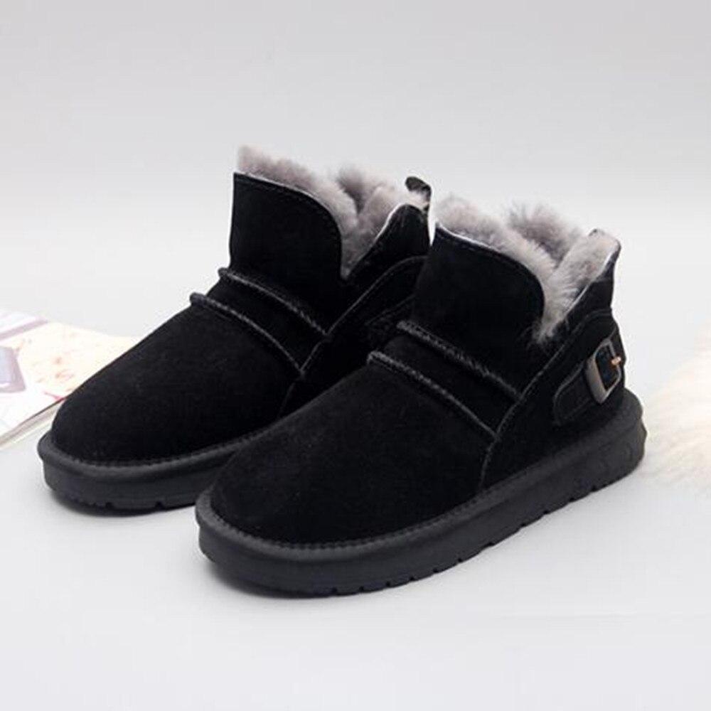 Fashionable Short Tube Snow Boots Women 'S New Leather Wool Short Boots In Winter With Plush Warm Women 'S Cotton Shoes