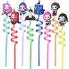 Kpop Lovce démonů Slámky Narozeninová dekorace Kreslená figurka Plastové slámky Party drobnosti Opakovaně použitelné slámky Šťastné narozeniny Dárky pro děti