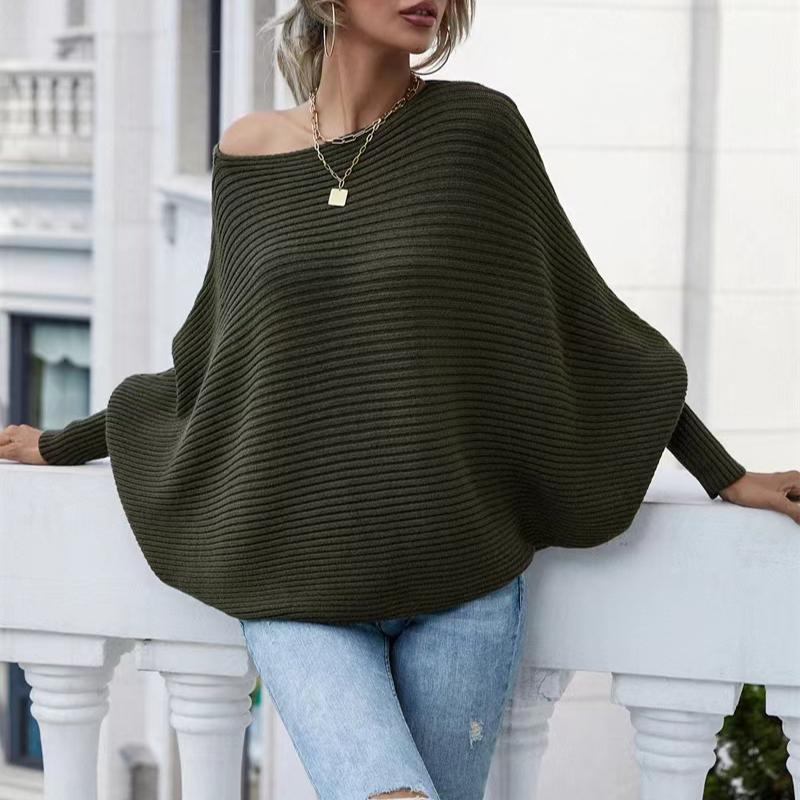 IHUASU Autumn and Winter Women's Knitted Cardigan Loose Solid Colour Jumper