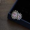 Heavy Industry Zirconium Flower Ring Exquisite Light Luxury Simulation Pink Gem Double Flower Color Treasure Open Ring Female
