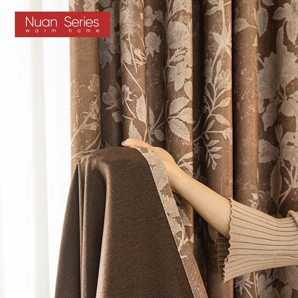1PC Nuan Series French Gentle Printed Curtains with 70-80% Blackout for Bedroom Living Room Window for Home Decor