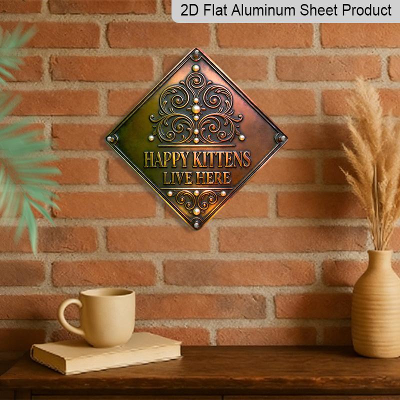 2D Flach - 1 Stück Metallwandschild mit Katzenmotiv, Perfekt für Katzenliebhaber und geeignet zur Dekoration von Wohnzimmern, Eingangsbereichen, Arbeitszimmern, Esszimmern