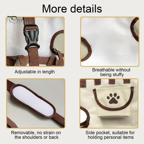 Stilvolle Haustiertransporttasche für den täglichen Gebrauch, Tragbare Tasche, Atmungsaktive Umhängetasche 2-in-1, Horizontale Wandertasche für Kleine Hunde, Leinen-Stil Reisetasche für Hunde und Katzen