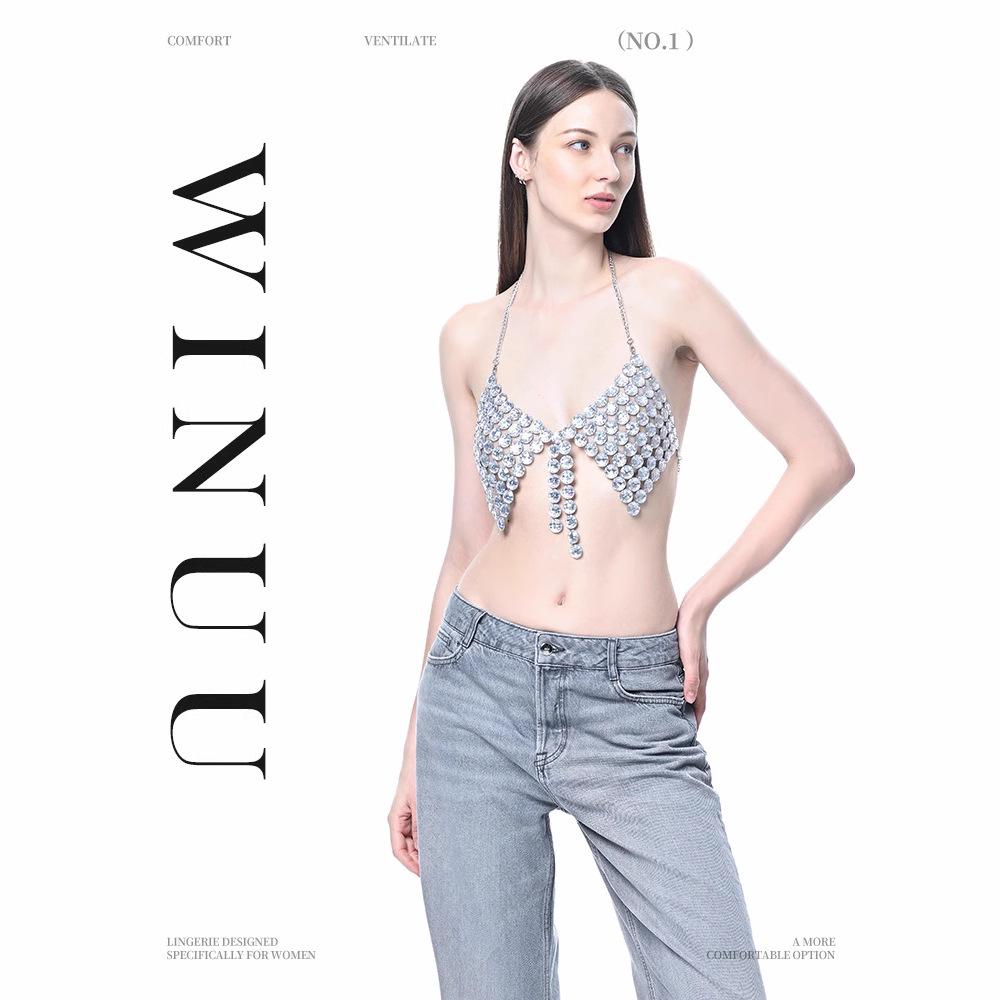 2024 Sequin Backless Gemstone Tank Top for Nightclub or Beach Party