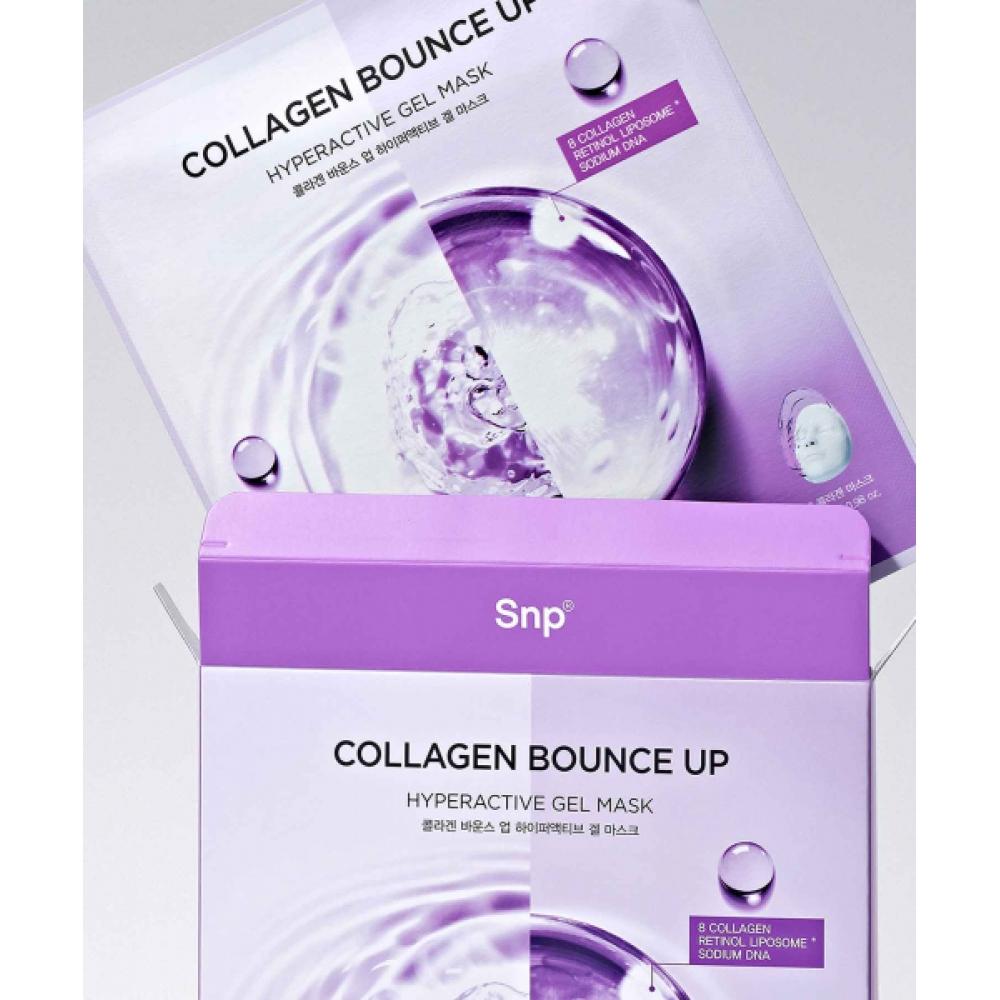 Snp [2pack] Snp Collagen Bounce Up Hyperactive Gel Mask Elastic Moisturizing Radiance hydroGel 4 Sheets +4 Sheets NONE