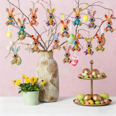 Yousheng Ornements Lapin en Bois de Pâques Découpes en Bois Rustiques Style Ferme Décorations Suspendues Ornements d'Arbre de Fête de Printemps pour la Maison la Fête