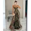Spring and Summer New Mesh Printing Suspender Dress, Vacation Casual Party Dress