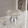 Transparent High-Footed Fruit and Snack Display Plate: Modern Light Luxury Design for Living Room Coffee Tables.