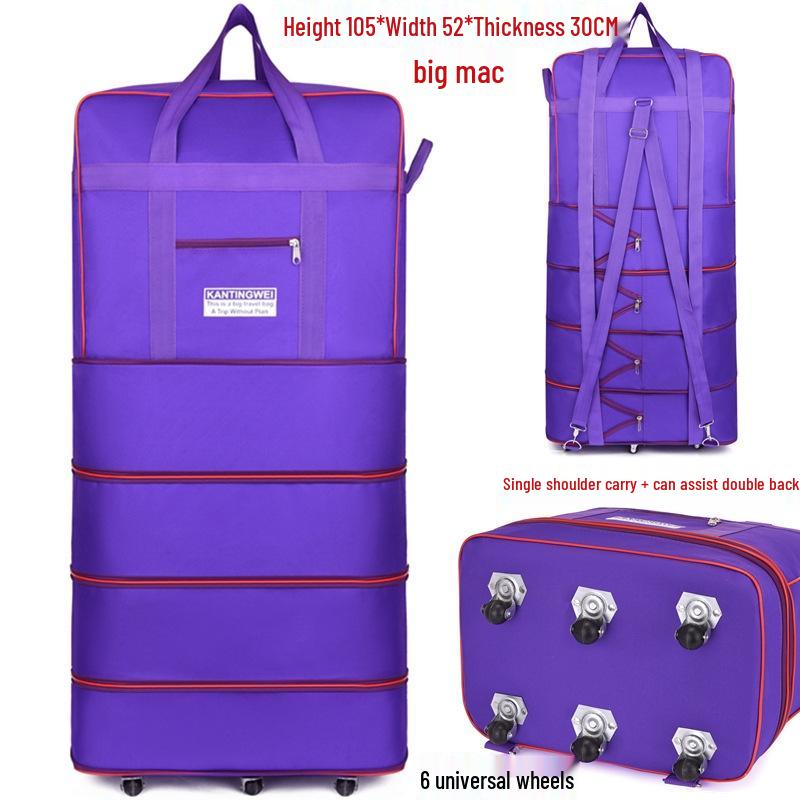 158L Aviation Large Capacity Rolling Travel Bag - Foldable Wheeled Luggage Storage, Oxford Cloth