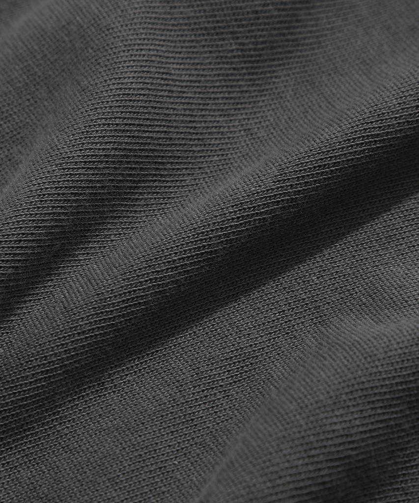 KIIMUIR [Crop] Heavy Cotton Roll-Up Henley Neck Short Sleeve T-Shirt_Charcoal