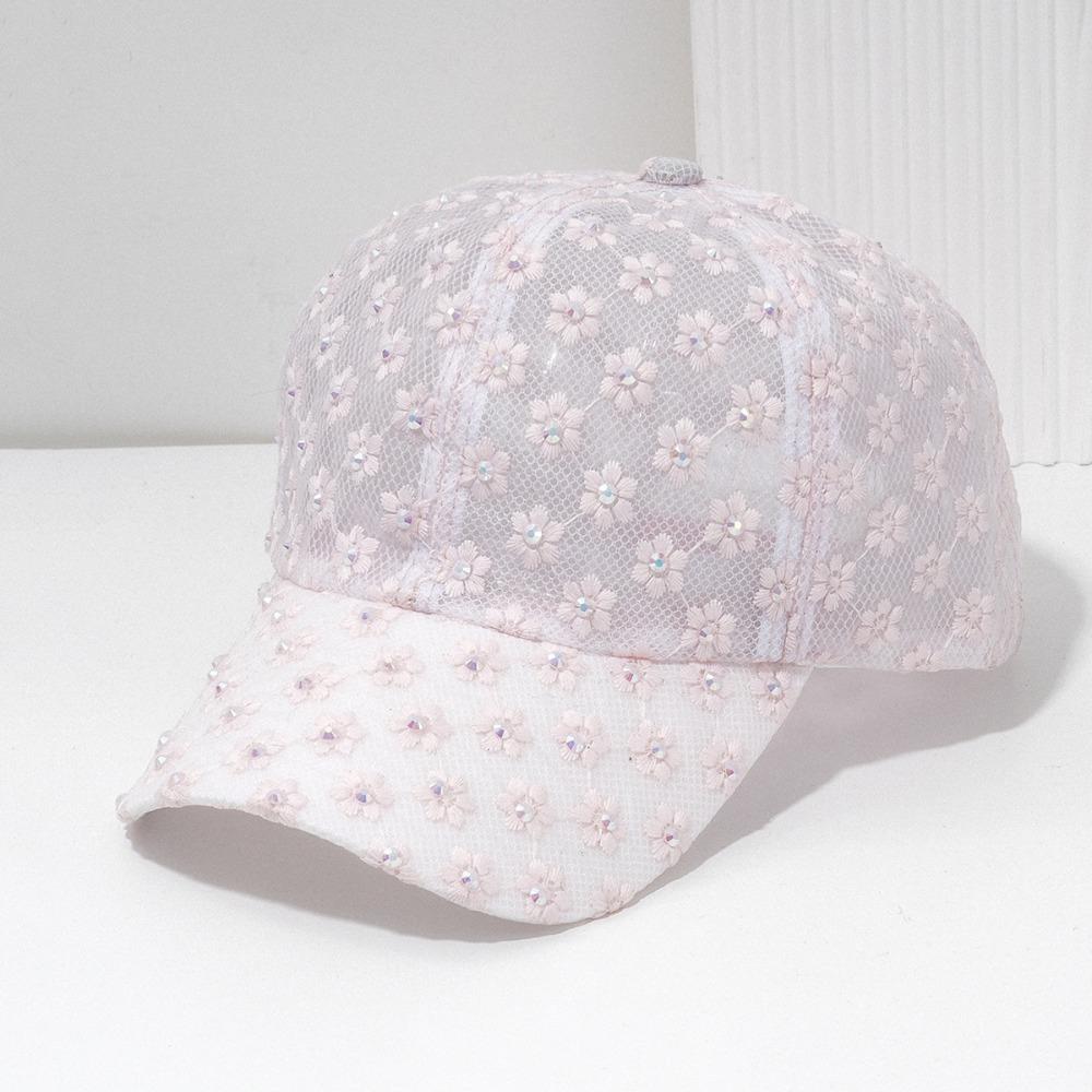 Gorra de Béisbol Ligera de Verano Bordado de Flores Sombrero para el Sol para Exteriores Moda Femenina