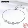 WOSTU Fashion 925 Silver Paw Trail Dog Animal Chain & Link Bracelets For Women Cute Jewelry Lucky Best Gift CQB096
