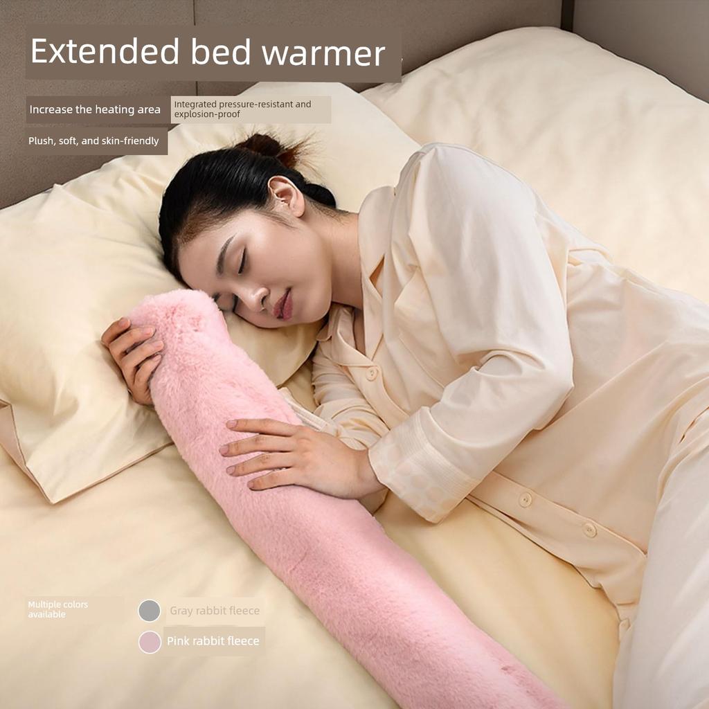 Long Large-Sized Extra-Long Hot Water Bottle for Sleeping, Warming Bed and Feet, Thickened Explosion-Proof Hot Water Bag