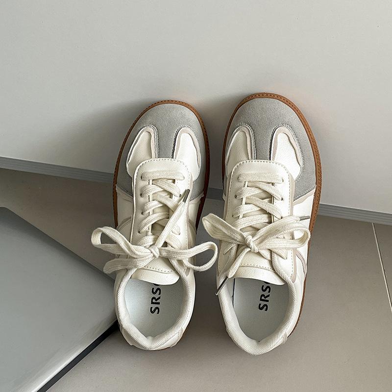 Classic retro beige versatile ballet style platform German training shoes women's 2025 new spring soft-soled casual board shoes