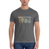 Vintage 1986 40th Birthday Gift Distressed Design Business Casual Tshirt Korean Style Lazy Rich Color Basic Tee