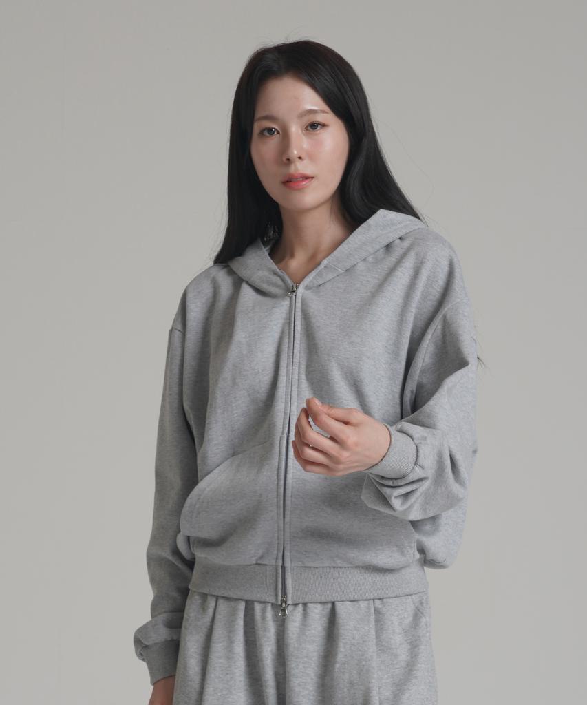 Noming [2Pack] Loose Fit Crop Easy 2-Way Zip-Up Hoodie (3 Colors)