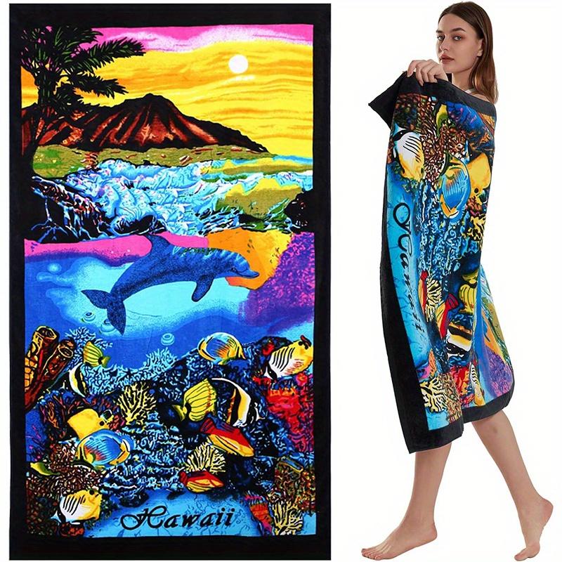 

Beach Towel Colorful Ocean And Hawaii Printed Pattern Sun Protection Windproof Suitable For Pool Camping Travel Blanket W40*H60(CM)