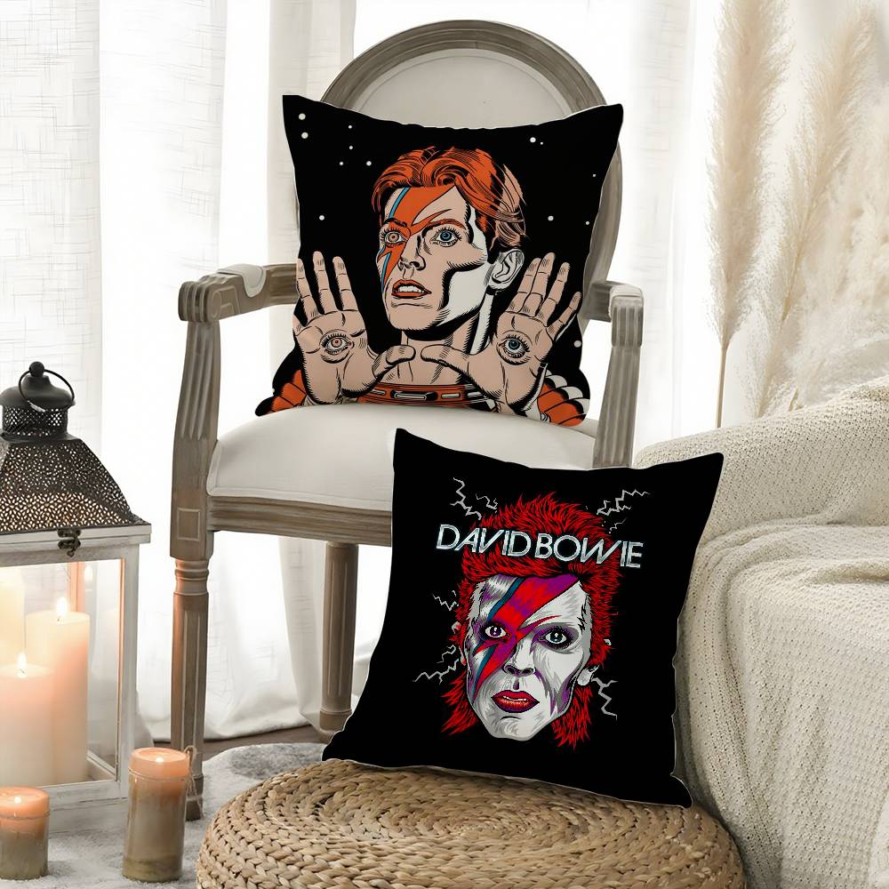 Housse de coussin David B-Bowie Maison Dortoir Dossier de Chaise Peluche Courte Impression Double Face Bureau Coussin de Sieste