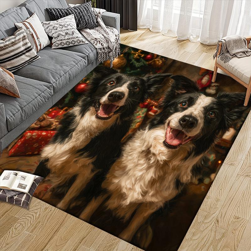 Weihnachtshund Heim Sofa Dekoration für Wohnzimmer & Schlafzimmer, Rutschfeste Spiel Flannel Bodenmatte für Spielzimmer