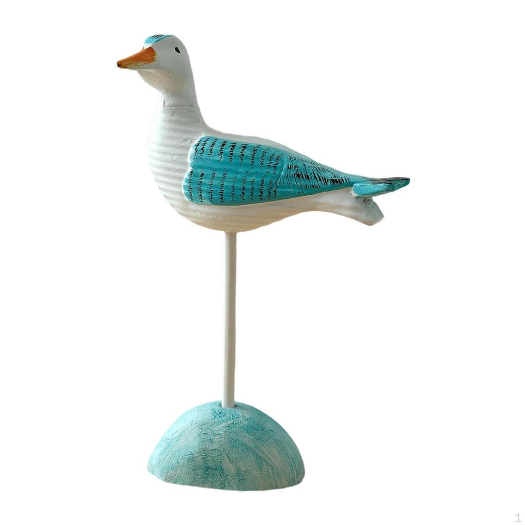 Wooden Seagull Figurine Animal Sculpture Art Figurines Artwork Sea Birds Statue Coastal Decor for