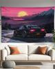 VIKAMA Purple Car Tapestry  Neon Lights Cityscape Vibrant Colors  Urban Atmosphere for Modern and Stylish Home Decor